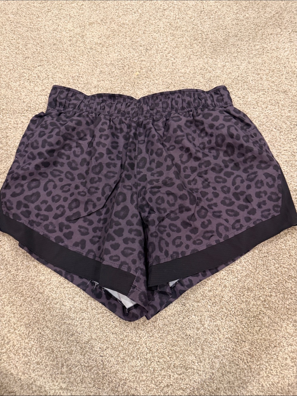 Women's Black/dark brownLeopard Print Athletic Shorts